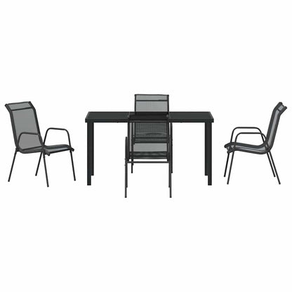 Tuin Eetset 5 Pcs Zwart Textilene En Staal 140 cm