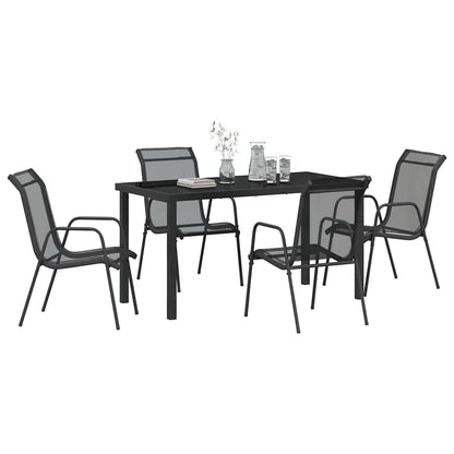 Tuin Eetset 5 Pcs Zwart Textilene En Staal 140 cm