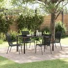 Garden dining set 5 pcs Black Powder-coated steel