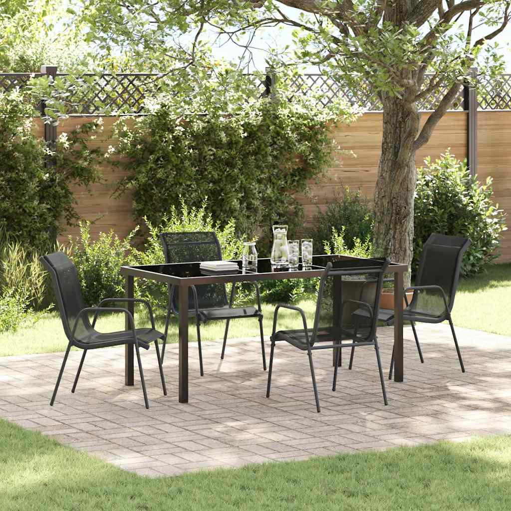 Tuin Eetset 5 Pcs Zwart Textilene En Staal 160 cm