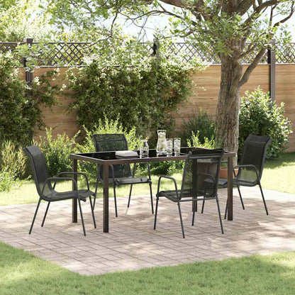 Tuin Eetset 5 Pcs Zwart Textilene En Staal 160 cm