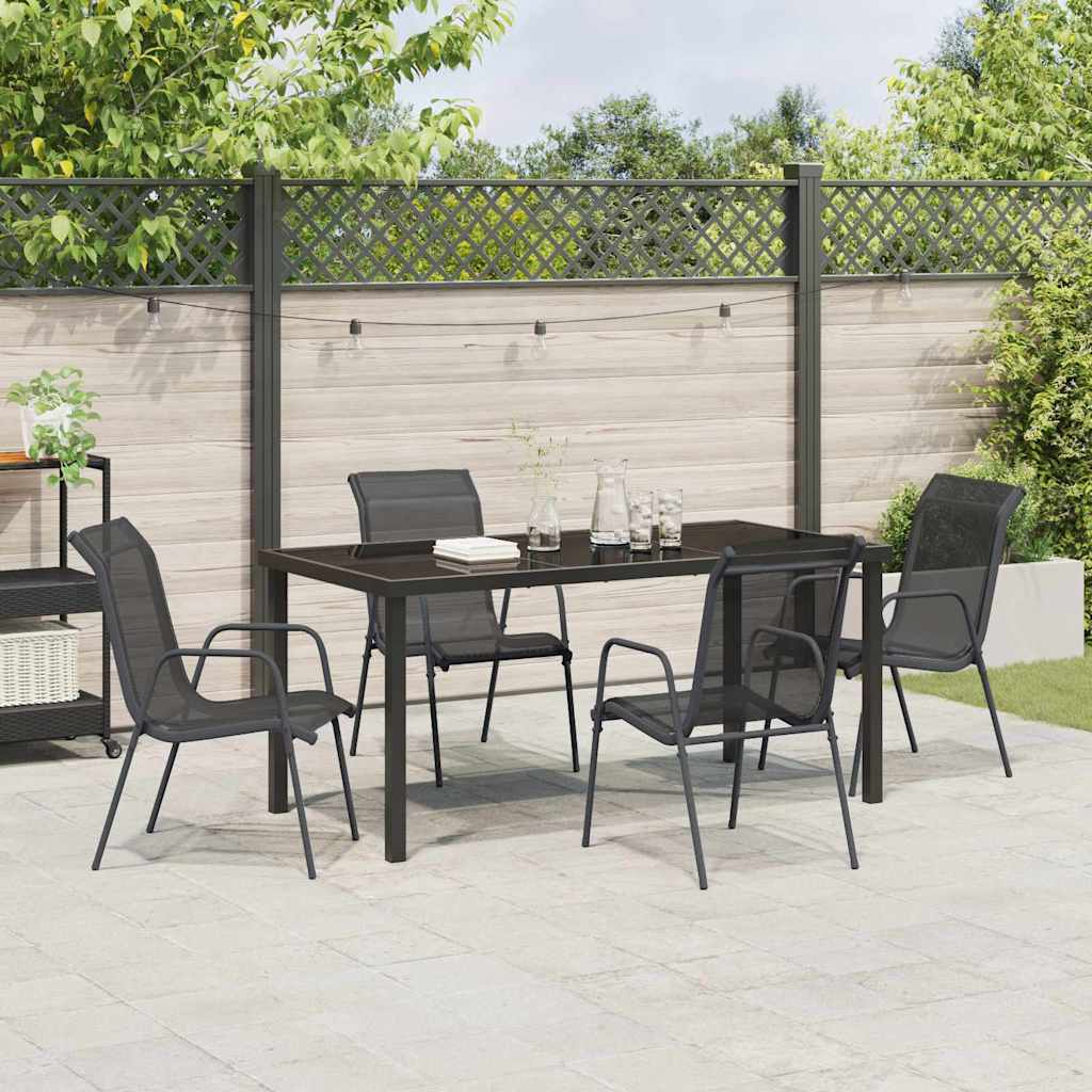 Tuin Eetset 5 Pcs Zwart Textilene En Staal 160 cm