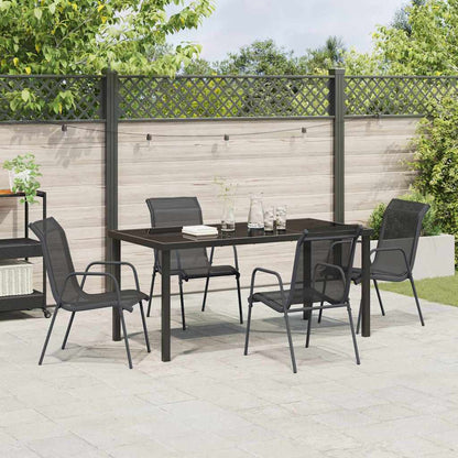 Tuin Eetset 5 Pcs Zwart Textilene En Staal 160 cm