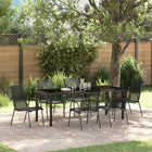 Garden Dining Set 7 Pcs Black Textilene And Steel 6-seater