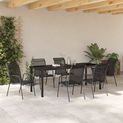 Tuin Eetset 7 Pcs Zwart Textilene En Staal 6-persoons