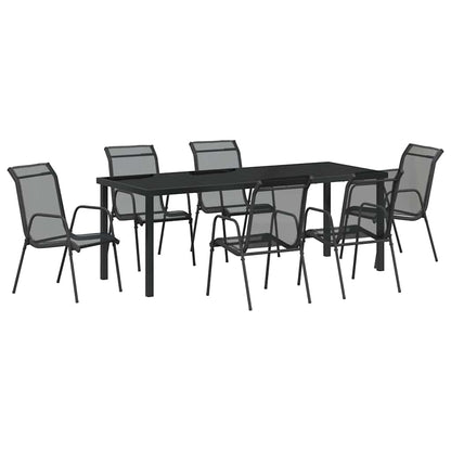 Tuin Eetset 7 Pcs Zwart Textilene En Staal 6-persoons