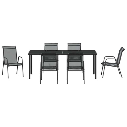 Tuin Eetset 7 Pcs Zwart Textilene En Staal 6-persoons