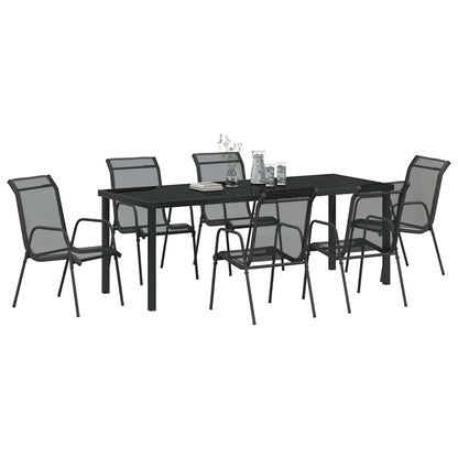 Tuin Eetset 7 Pcs Zwart Textilene En Staal 6-persoons