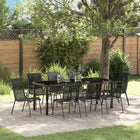 Garden Dining Set 9 Pcs Black Textilene And Steel 8-person