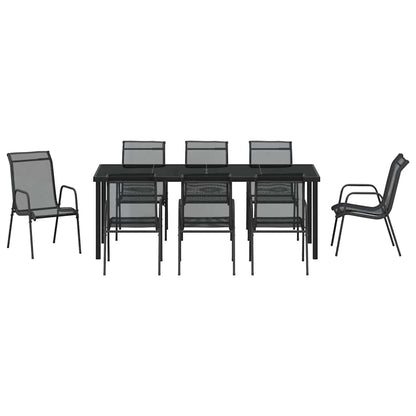 Tuin Eetset 9 Pcs Zwart Textilene En Staal 8-persoons