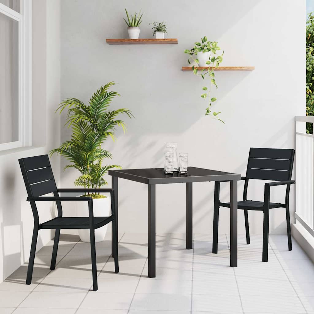 Tuin eettafelset 3 pcs Zwart Gepoedercoat staal