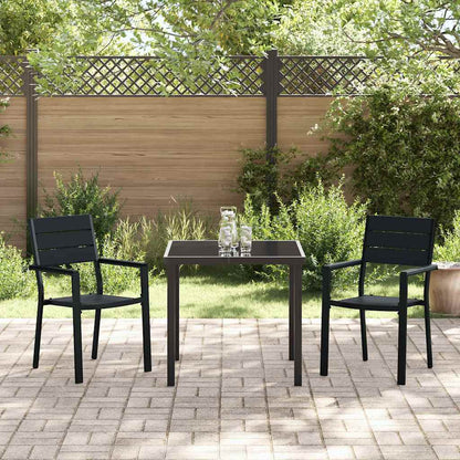 Tuin eettafelset 3 pcs Zwart Gepoedercoat staal