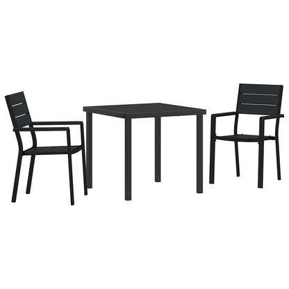 Tuin eettafelset 3 pcs Zwart Gepoedercoat staal
