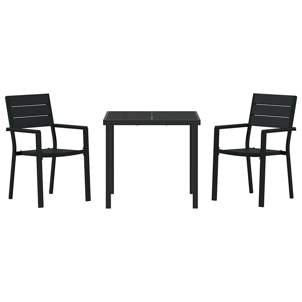 Tuin eettafelset 3 pcs Zwart Gepoedercoat staal