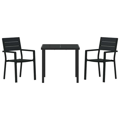 Tuin eettafelset 3 pcs Zwart Gepoedercoat staal