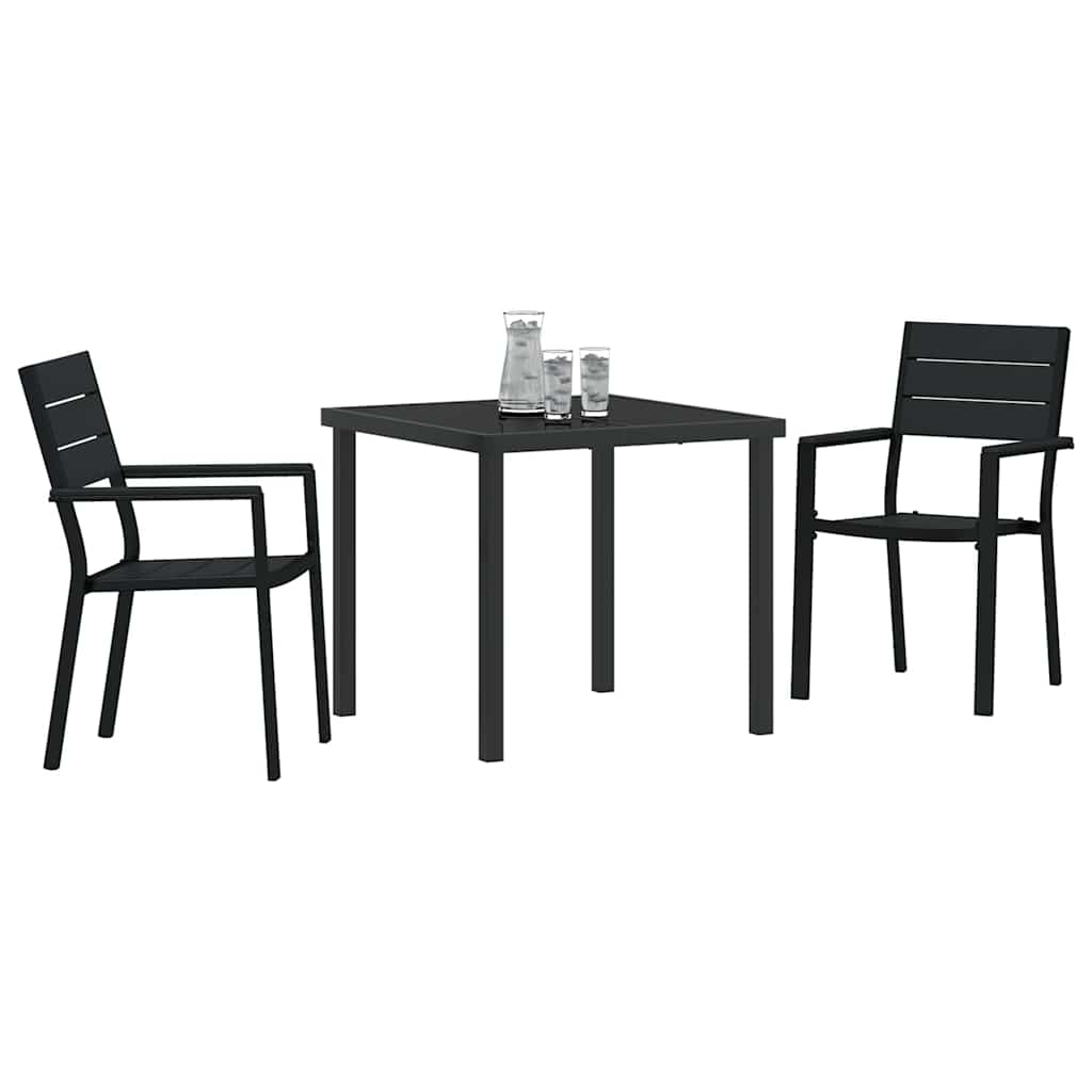 Tuin eettafelset 3 pcs Zwart Gepoedercoat staal