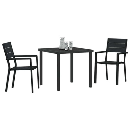 Tuin eettafelset 3 pcs Zwart Gepoedercoat staal