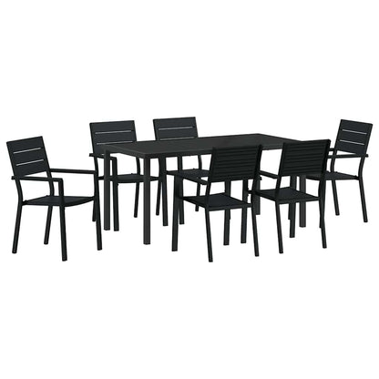 Tuin eettafelset 7 pcs Zwart Gepoedercoat staal