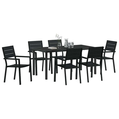 Tuin eettafelset 7 pcs Zwart Gepoedercoat staal