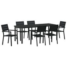 Tuin eettafelset 7 pcs Zwart Gepoedercoat staal