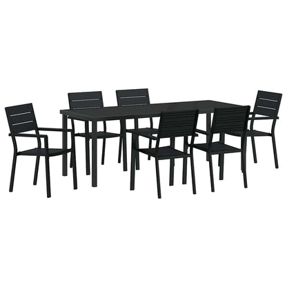 Tuin eettafelset 7 pcs Zwart Gepoedercoat staal
