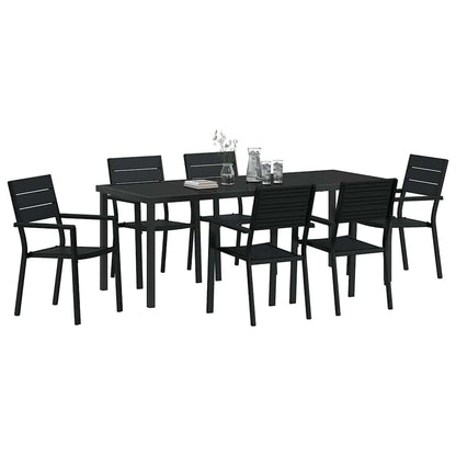 Tuin eettafelset 7 pcs Zwart Gepoedercoat staal