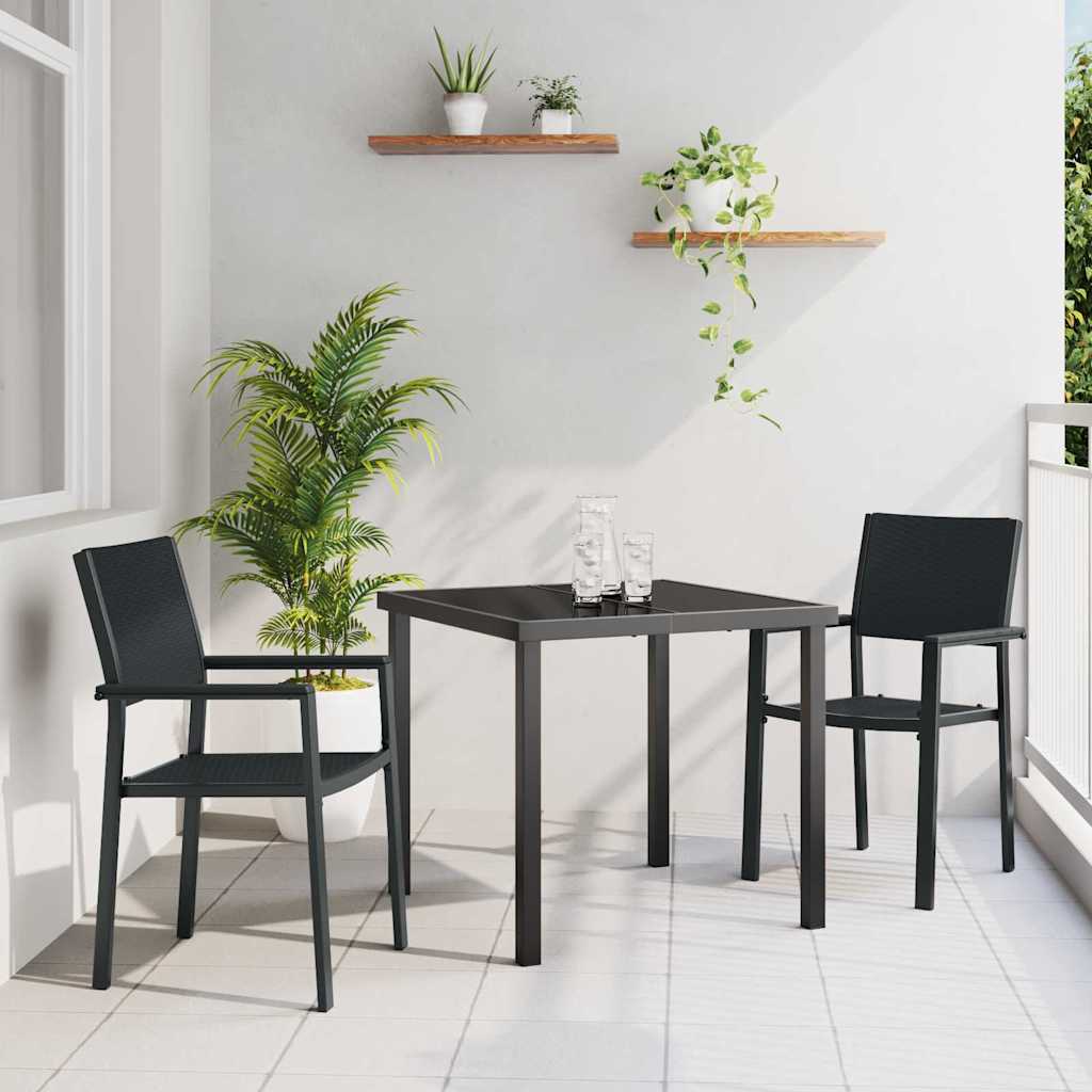 Tuin eettafelset 3 pcs Zwart Gepoedercoat staal