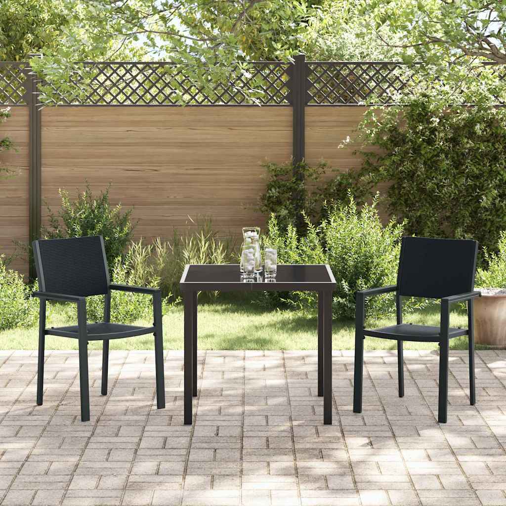 Tuin eettafelset 3 pcs Zwart Gepoedercoat staal