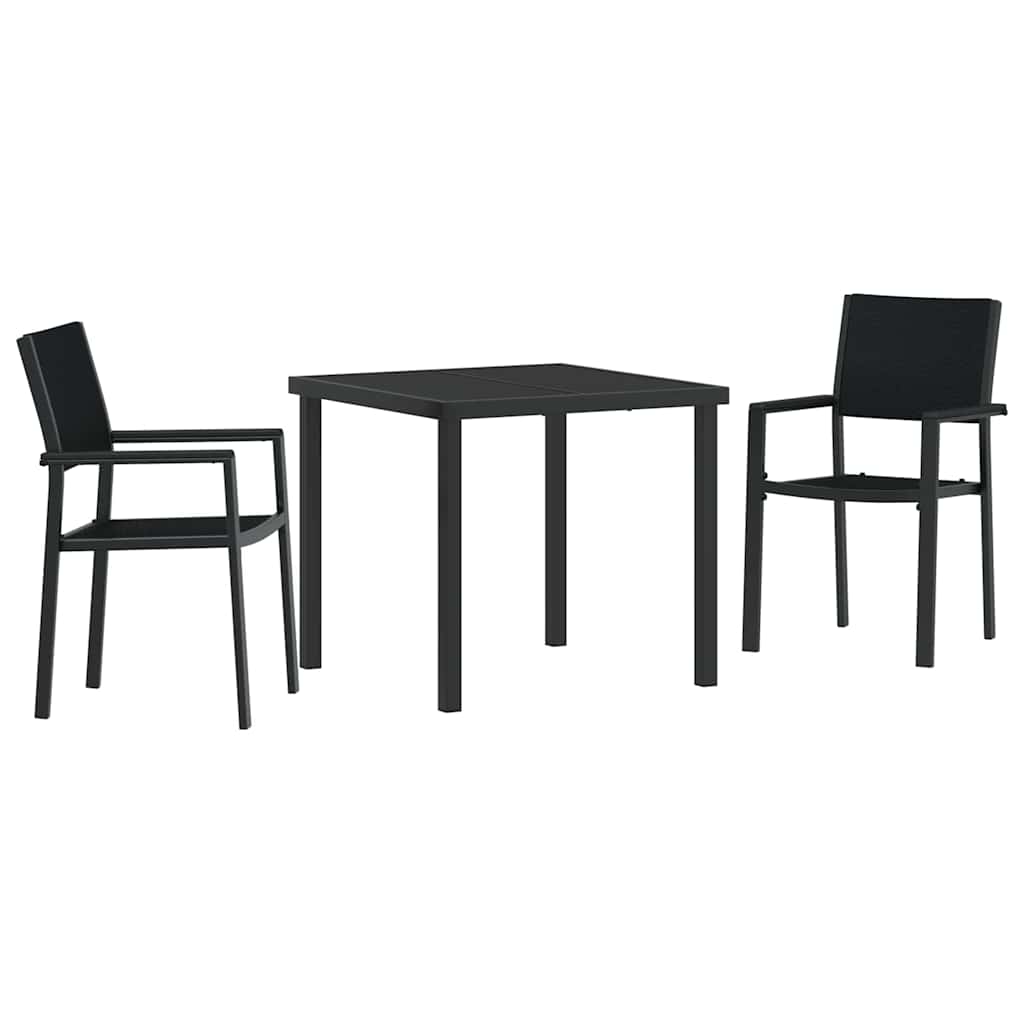 Tuin eettafelset 3 pcs Zwart Gepoedercoat staal