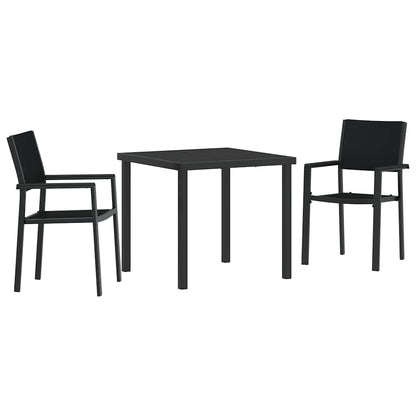 Tuin eettafelset 3 pcs Zwart Gepoedercoat staal