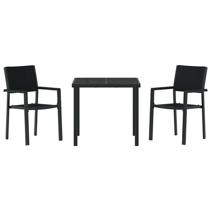Tuin eettafelset 3 pcs Zwart Gepoedercoat staal