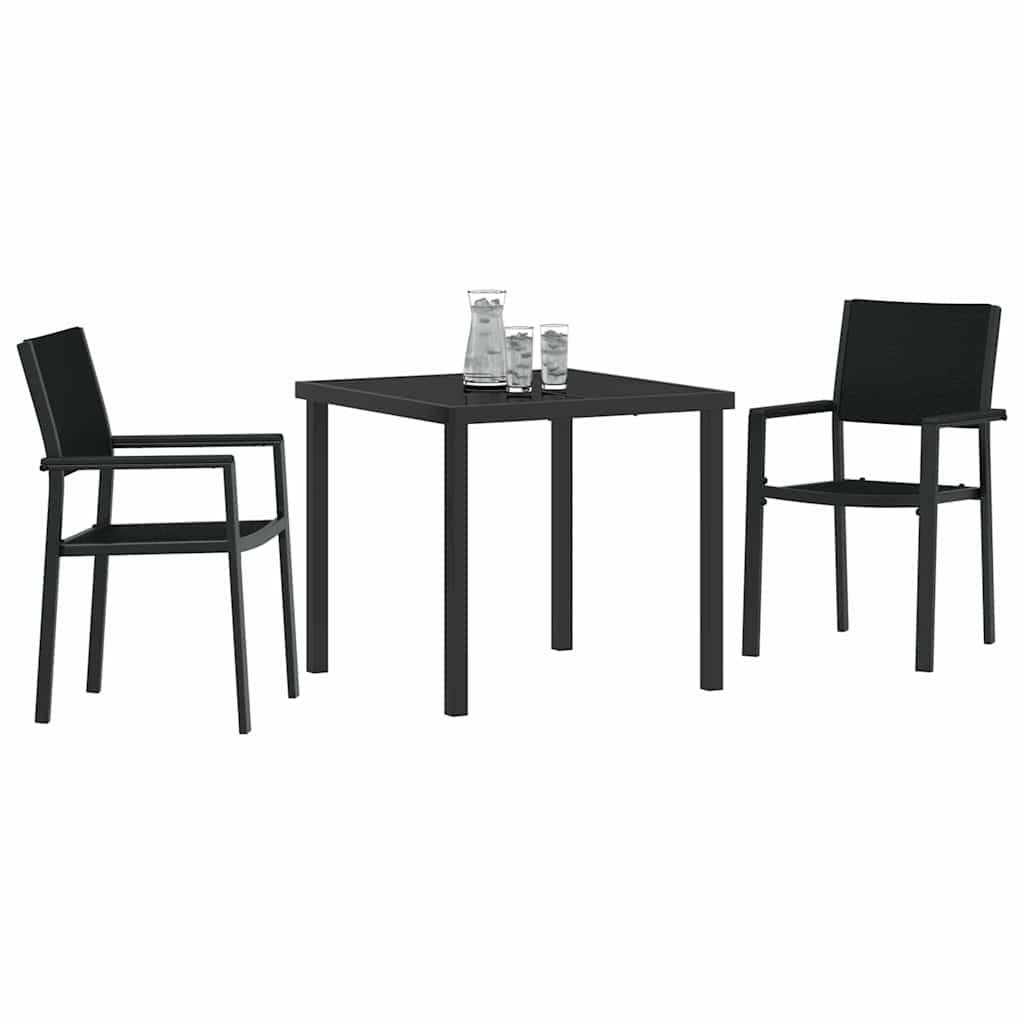 Tuin eettafelset 3 pcs Zwart Gepoedercoat staal