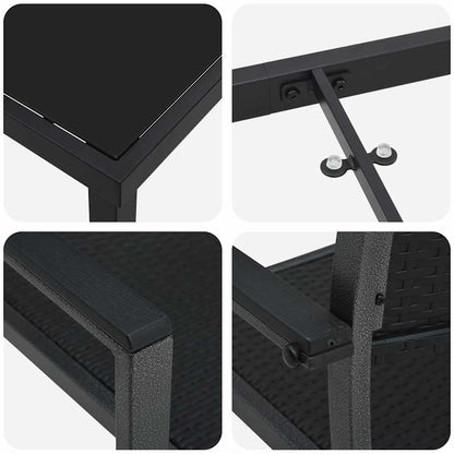 Tuin eettafelset 5 pcs Zwart Gepoedercoat staal