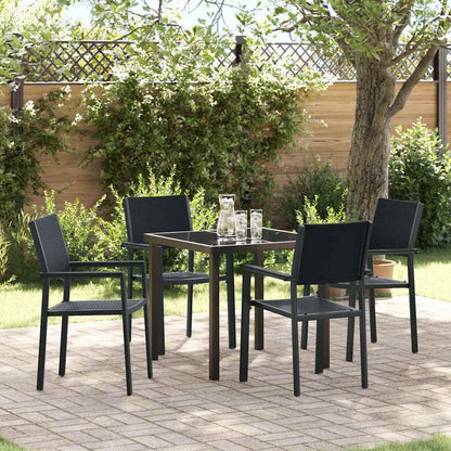 Tuin eettafelset 5 pcs Zwart Gepoedercoat staal