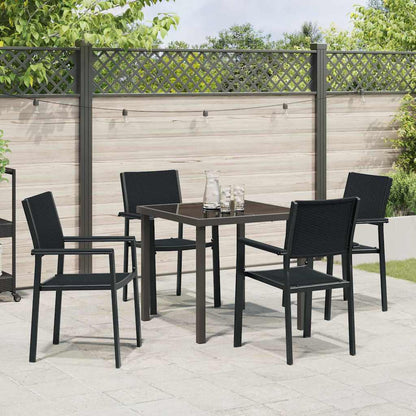 Tuin eettafelset 5 pcs Zwart Gepoedercoat staal