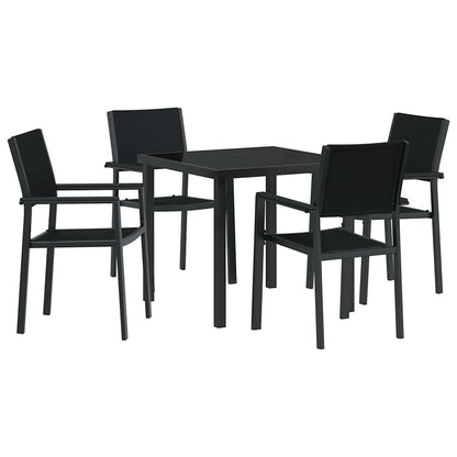 Tuin eettafelset 5 pcs Zwart Gepoedercoat staal