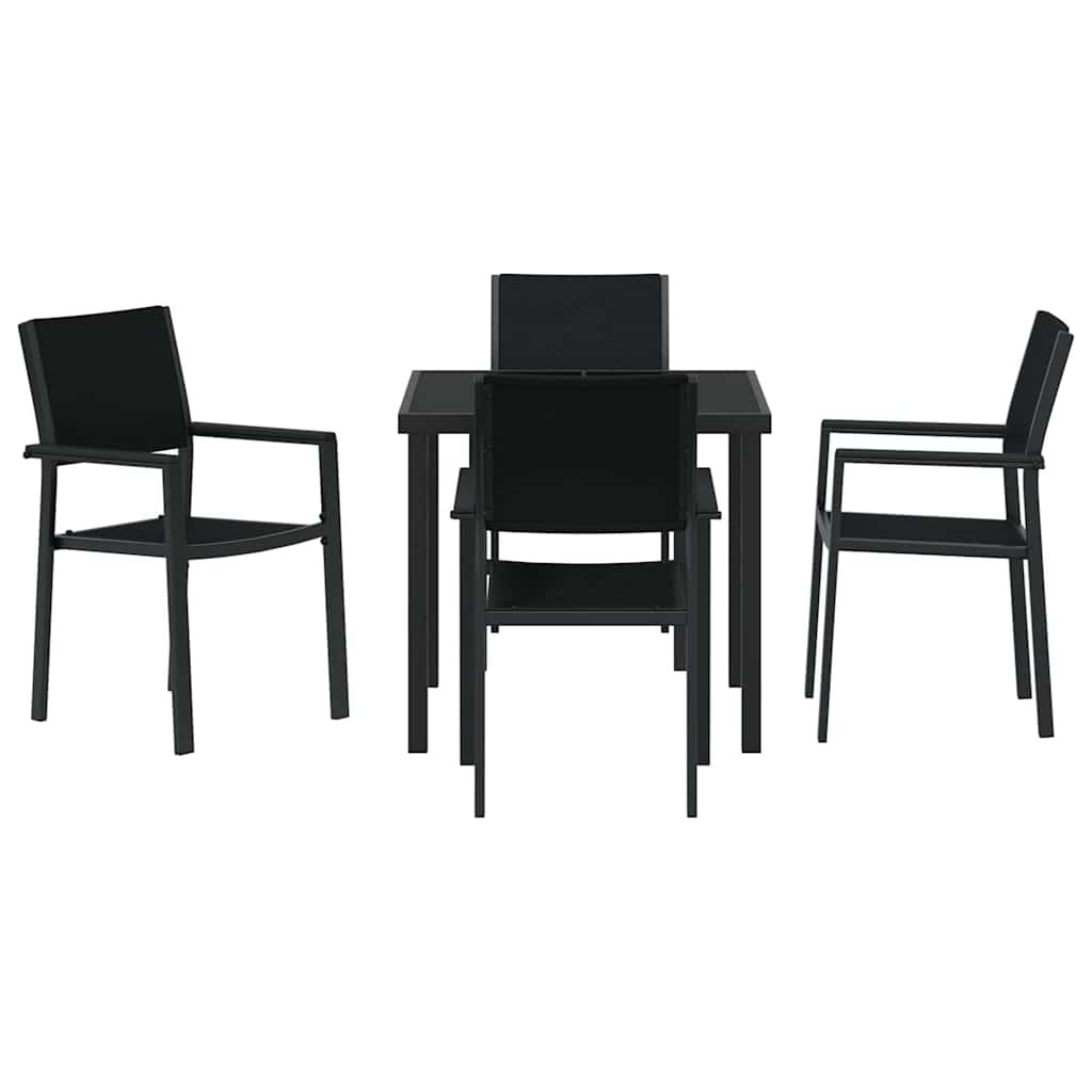 Tuin eettafelset 5 pcs Zwart Gepoedercoat staal