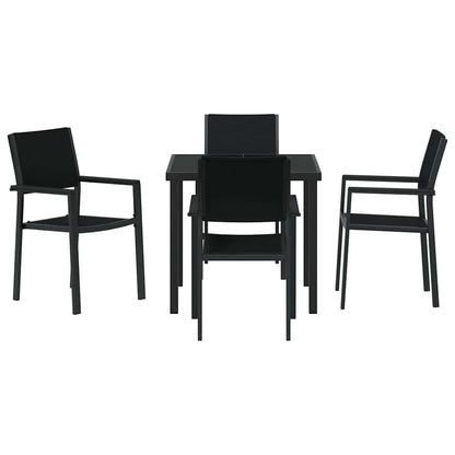 Tuin eettafelset 5 pcs Zwart Gepoedercoat staal