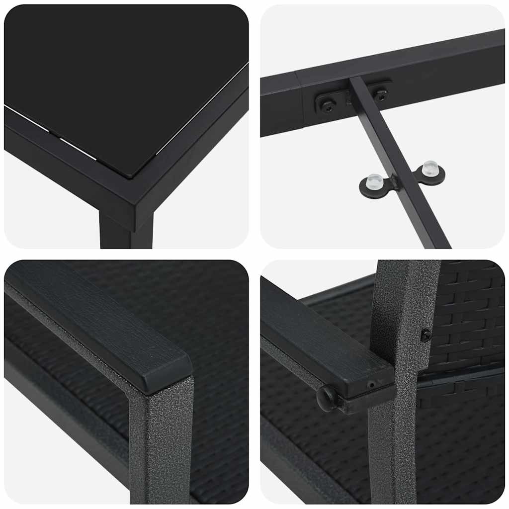 Tuin eettafelset 5 pcs Zwart Gepoedercoat staal
