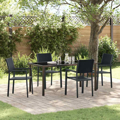 Tuin eettafelset 5 pcs Zwart Gepoedercoat staal
