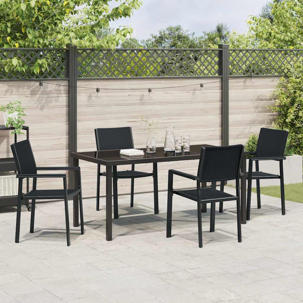 Tuin eettafelset 5 pcs Zwart Gepoedercoat staal