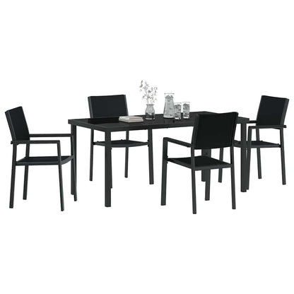Tuin eettafelset 5 pcs Zwart Gepoedercoat staal