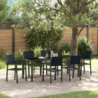 Tuin eettafelset 7-delig zwart gepoedercoat staal 200x80x73 cm