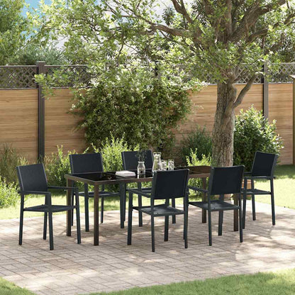 Tuin eettafelset 7 pcs Zwart Gepoedercoat staal