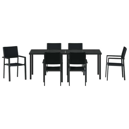 Tuin eettafelset 7 pcs Zwart Gepoedercoat staal