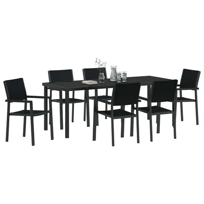 Tuin eettafelset 7 pcs Zwart Gepoedercoat staal