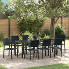Outdoor dining set 9 pcs Black Powder-coated steel