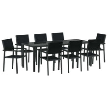 Tuin eettafelset 9 pcs Zwart Gepoedercoat staal