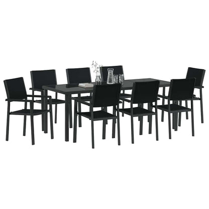 Tuin eettafelset 9 pcs Zwart Gepoedercoat staal