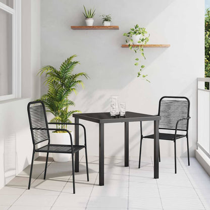 Tuin eettafelset 3 pcs Zwart Gepoedercoat staal